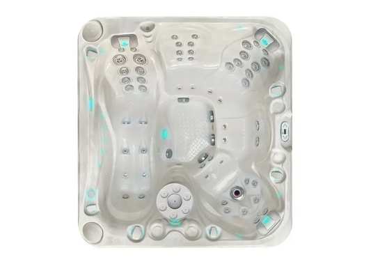 PassionSpa Pleasure hot tub – white finish, turquoise LED lighting, massage jets