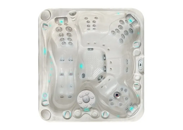 Vitvarm badtunna PassionSpa Pleasure Spabad med turkosa LED-ljus och jetmunstycken