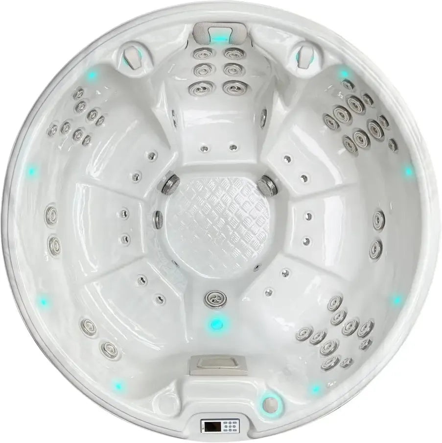 PassionSpa Recharge hot tub – white interior, blue LED lighting, massage jets