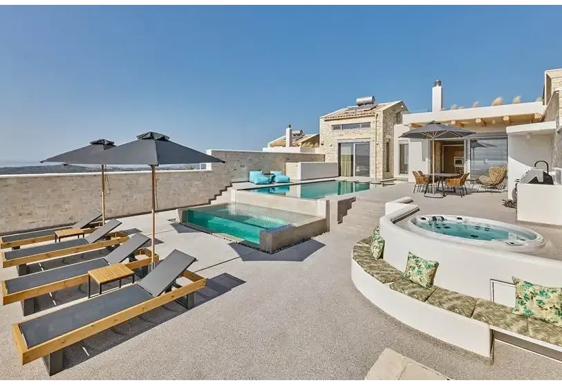 PassionSpa Recharge hot tub – modern stone villa, infinity pool, integrated hot tub