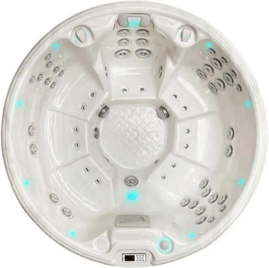 PassionSpa Recharge hot tub – Pure Collection, white finish, blue LED lighting, massage jets