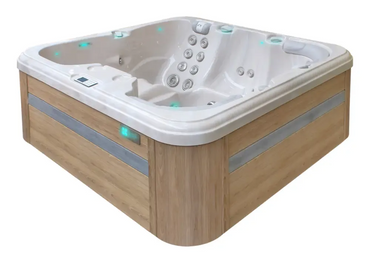 PassionSpa Refresh hot tub – Pure Collection, beige finish, wood-effect finish, LED lighting