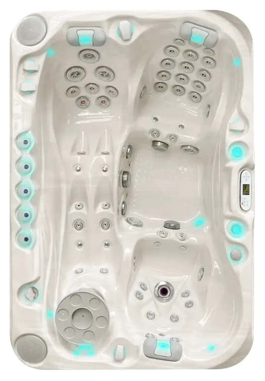 PassionSpa Sensation hot tub – white acrylic, massage jets, blue LED lighting