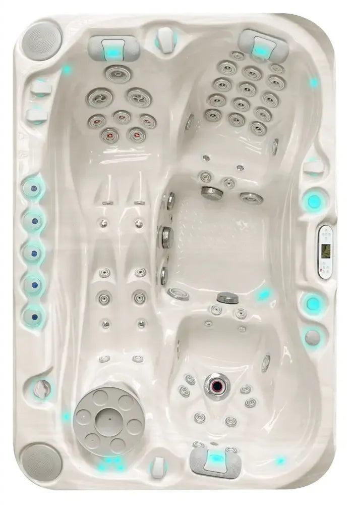 PassionSpa Sensation hot tub – white acrylic, massage jets, blue LED lighting