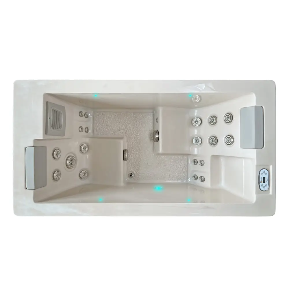 PassionSpa Serene 2 spabad i beige med silver Munstycken och blå LED-belysning