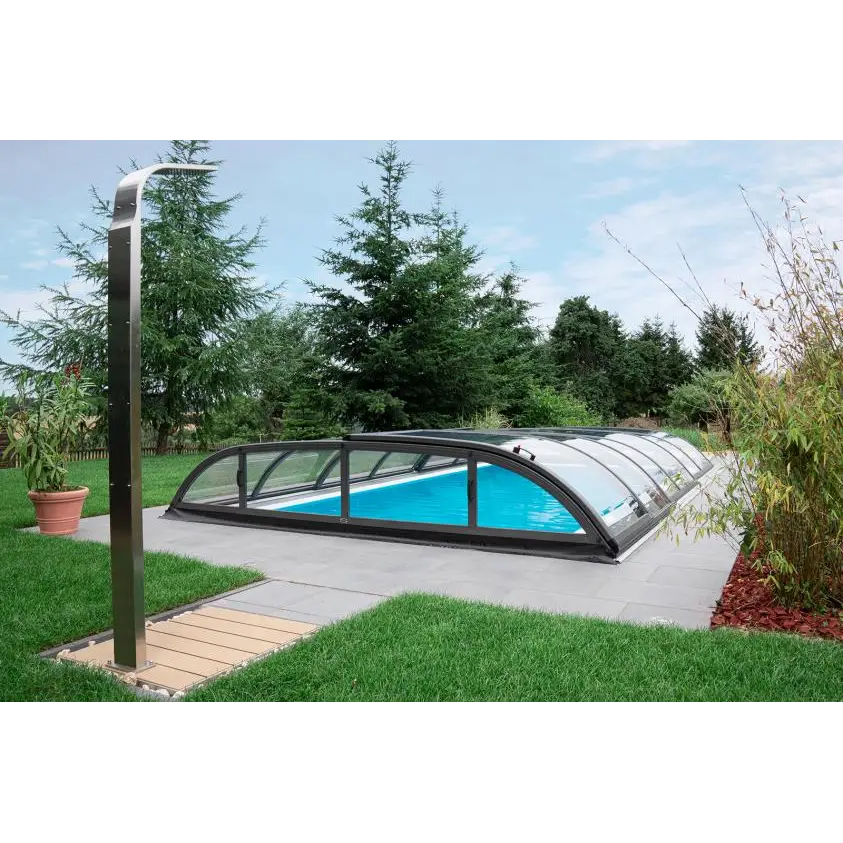 Pooltak Dallas 3x6 i klar kanalplast med valv och glas