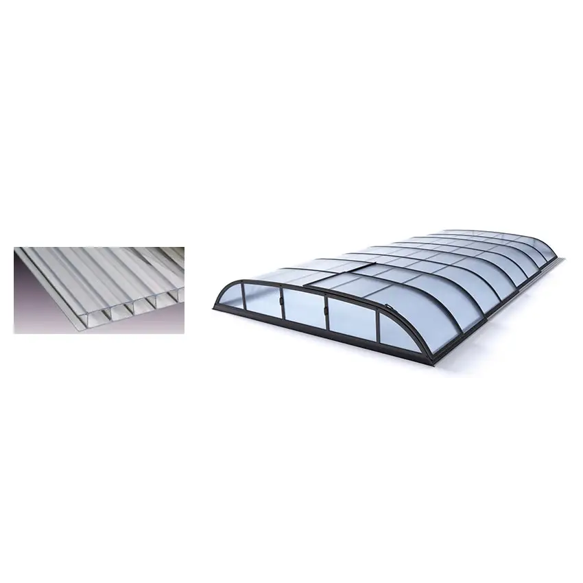 Pooltak Dallas 3x6 i klar kanalplast med böjd glastak