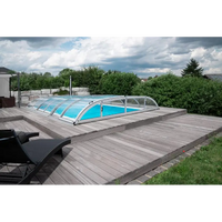 Pooltak Dallas med svart ram över blå pool