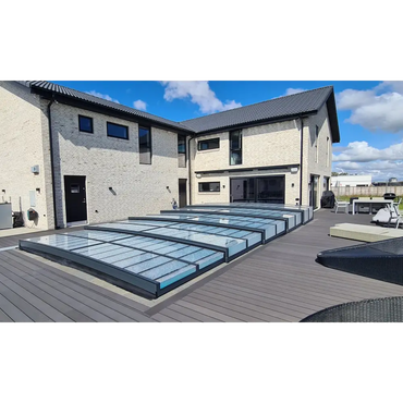 Pooltaket Icon med sarg klarplast i antracit, modern glasdesign