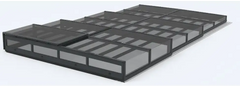 Icon Kit pool enclosure – black frame, modular roof panels, clear panels, for a pool