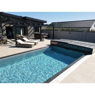 ICON KIT S3 pool enclosure – 4 x 9, rectangular pool, clear panels, side door, single anthracite rail, buy a pool