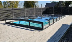 Icon Kit pool enclosure – black frame, roof with clear panels, for a pool