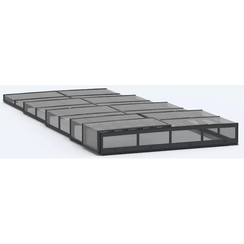 Modulära svarta ramade glastakspaneler i geometriskt mönster, pooltak icon kit