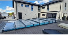 Icon Kit pool enclosure – modern design, transparent enclosure, black frame