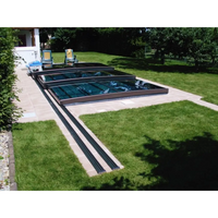 Modern Mästare Plus 4x8 glaspooltäckning med års garanti på stenpatio