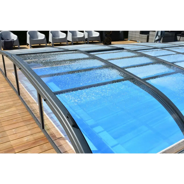 Moderna valvformade pooltak Nivo Kit 860ms i genomskinligt glas med svart ram