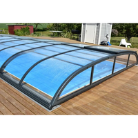 Pooltak Nivo Kit 960B med modern valvform och transparenta glasrutor