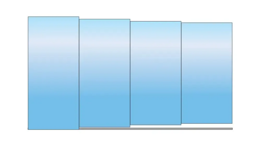 Elegant pooltak Sydney 3x5 med blå gradientpaneler i glas