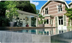 Above-ground PP pool in 20 mm material with a skimmer – modern design, infinity edge