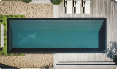 Above-ground PP pool in 20 mm material with a skimmer – rectangular shape, infinity design, teal water