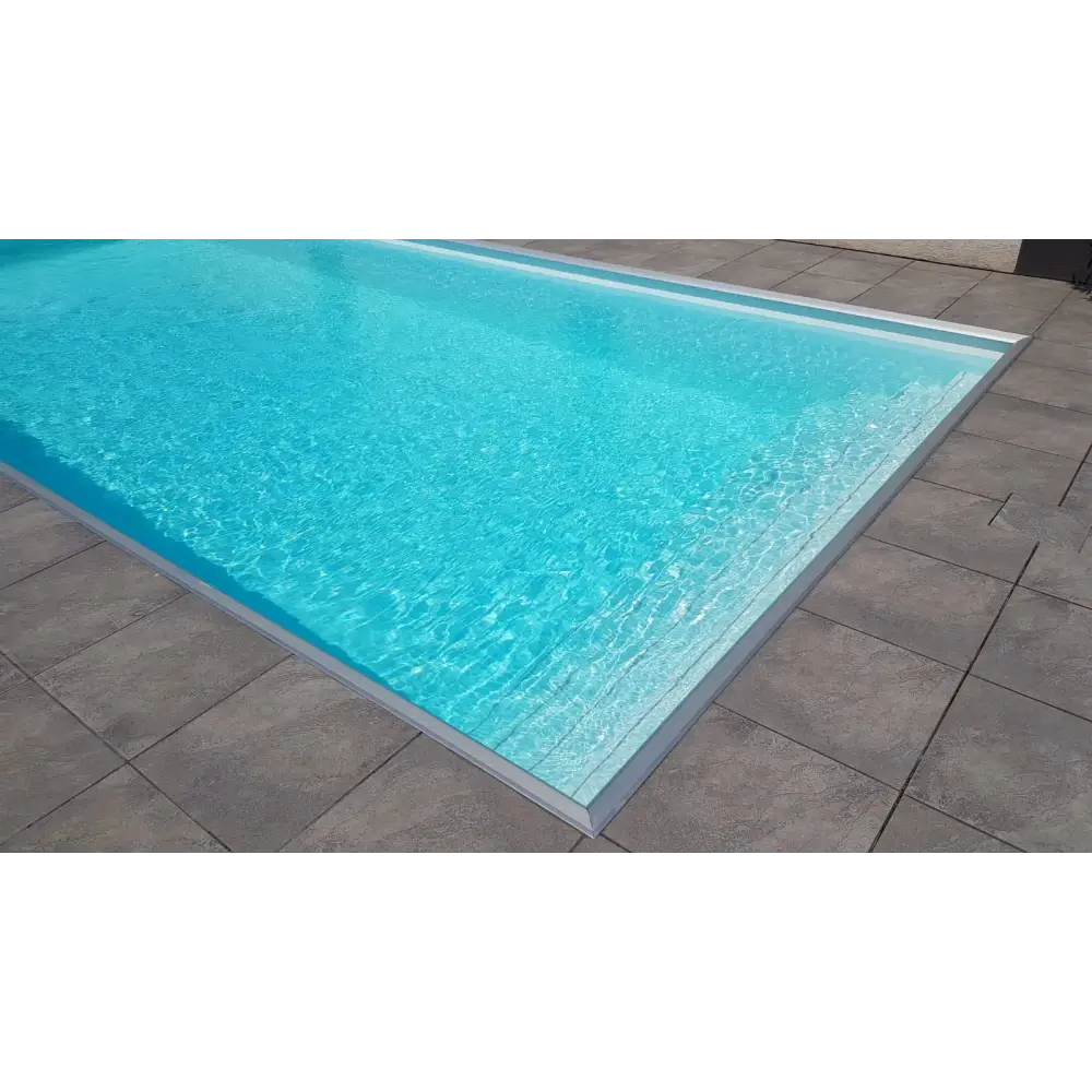 Pooltime Exclusive 12mm rektangulär PP-pool 4x12x1 med turkost vatten och silverkant