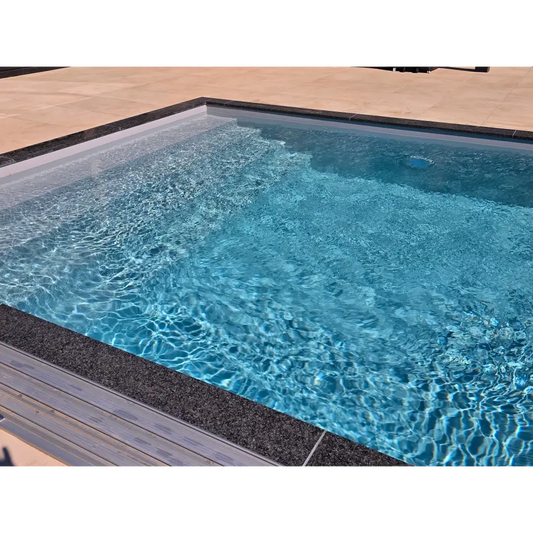 Pooltime Exclusive PP pool package, 12 mm – 4 x 12 x 1.5 m, clear blue water, dark tiled edges