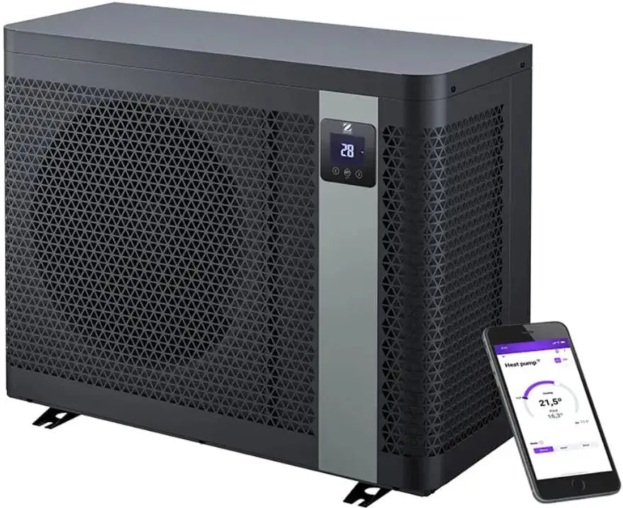 Zodiac Z250iQ MD5 13kW svart rektangulär värmepump med display 28° och app