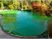 Green pool cover including a manual operating unit – glossy surface