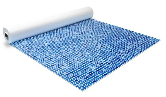 Blå mosaikplatta för 4x8x1 pool med snap-in liner på rulle