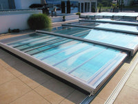 Master pool cover PLUS 4×8 Single Rail, 6 mm clear plastic