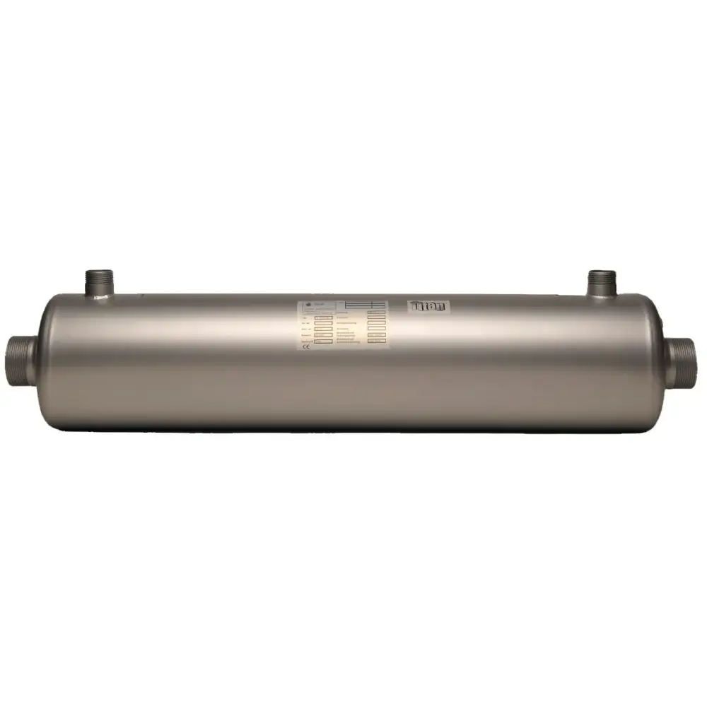 Silvrig cylindrisk vattenavhärdare Titan med minimal tryckförlust och maximal energieffektivitet