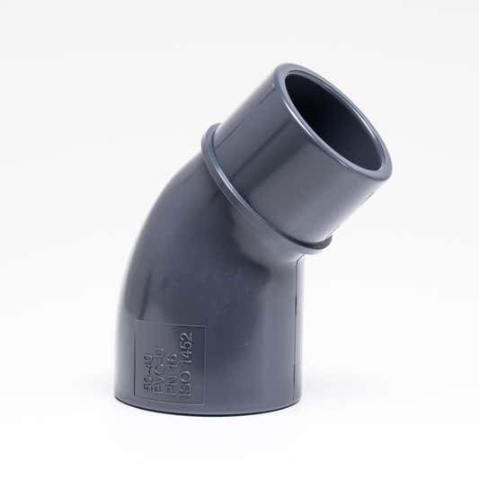 PVC Reducing Elbow 45° – 50 mm × 1½ in