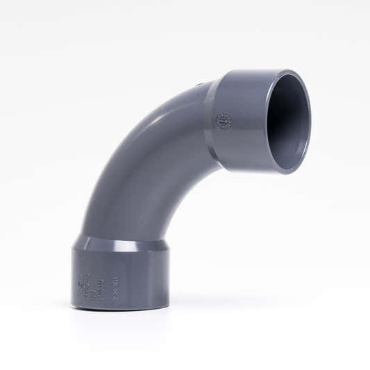 PVC 90° bend with solvent-weld connections