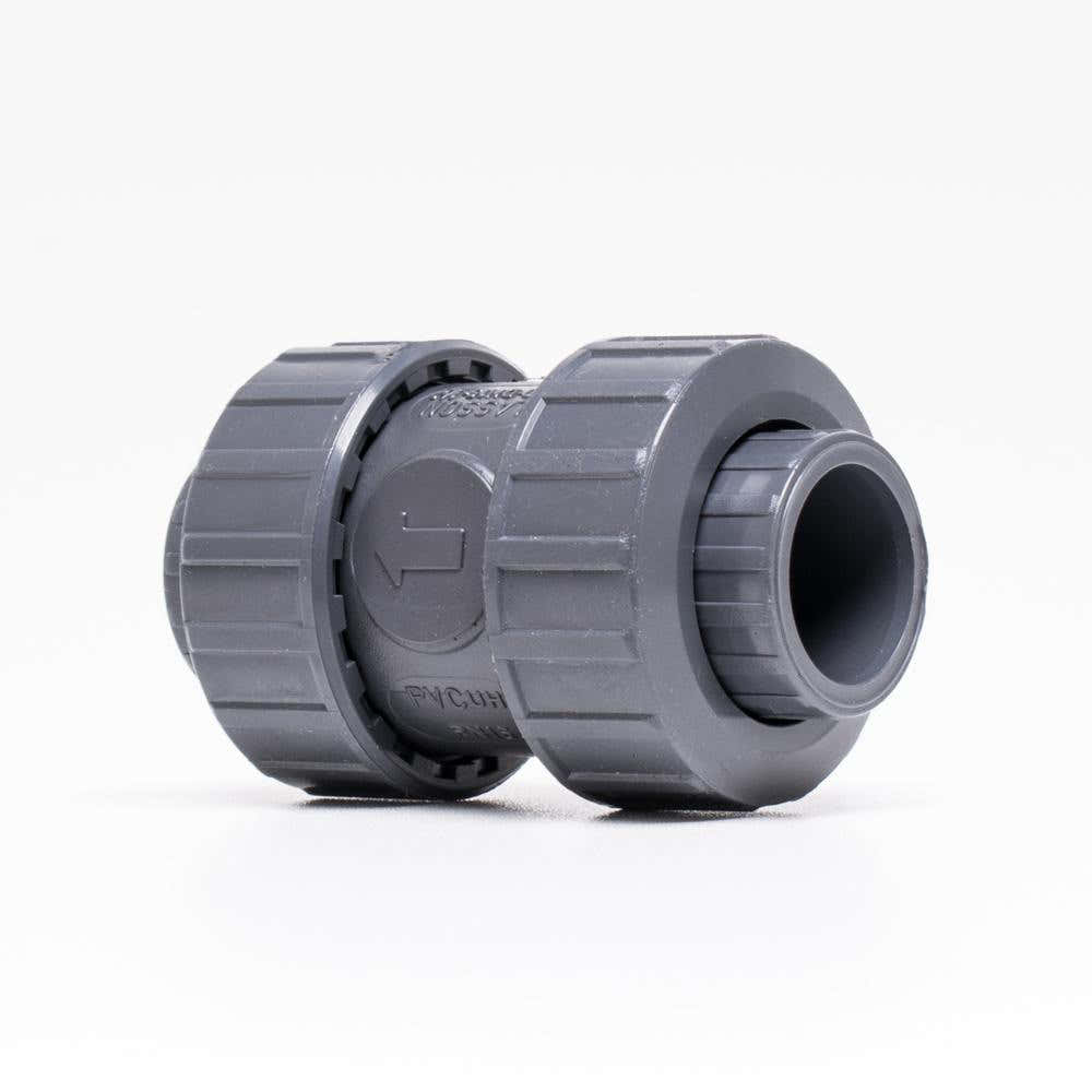 PVC ball check valve with solvent weld connections