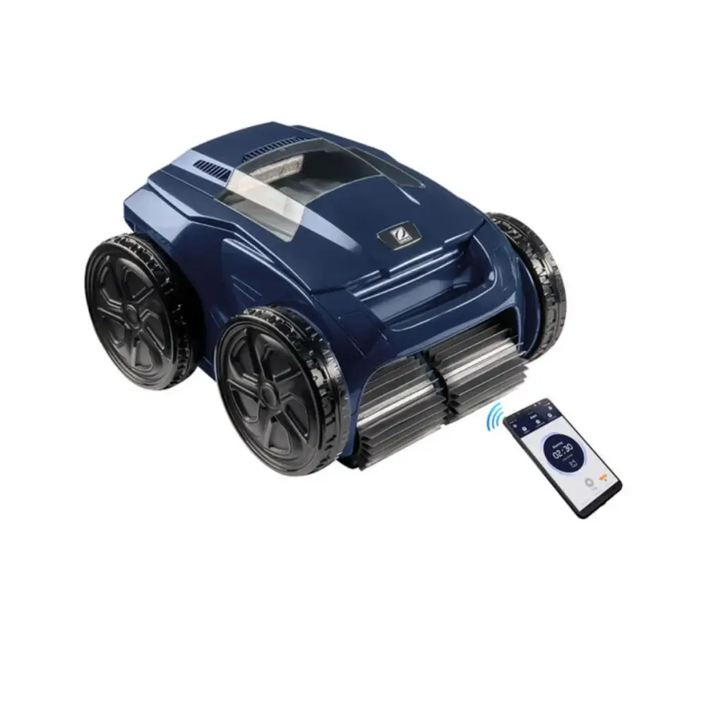 Djupblå robotisk poolrengörare med konstant cyklonal aspiration